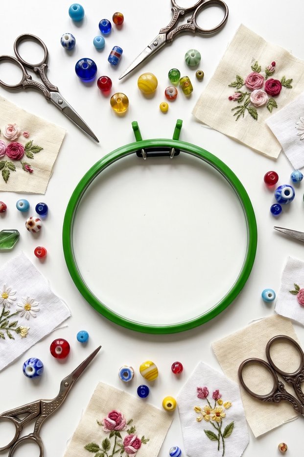 MR Metal Medium-Sized Hoop, 14 cm - Aida Canvas Embroidery Hoop - Green