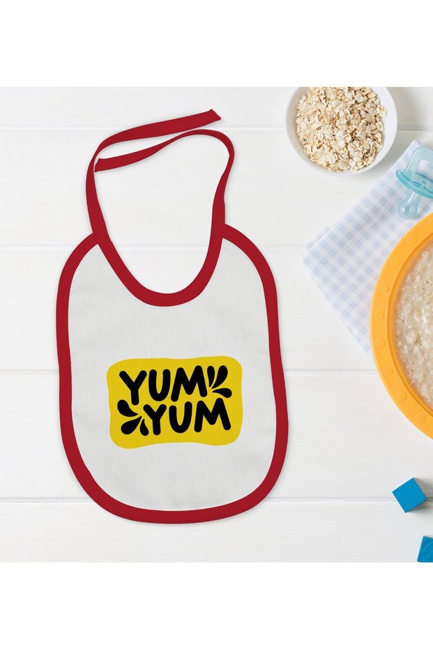 BK Kids Yum Yum-Printed Red Baby Bib - 1