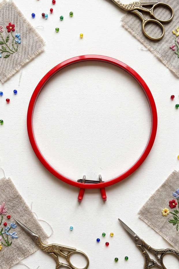 MR Metal Medium-Sized Hoop, 14 cm - Aida Canvas Embroidery Hoop - Red