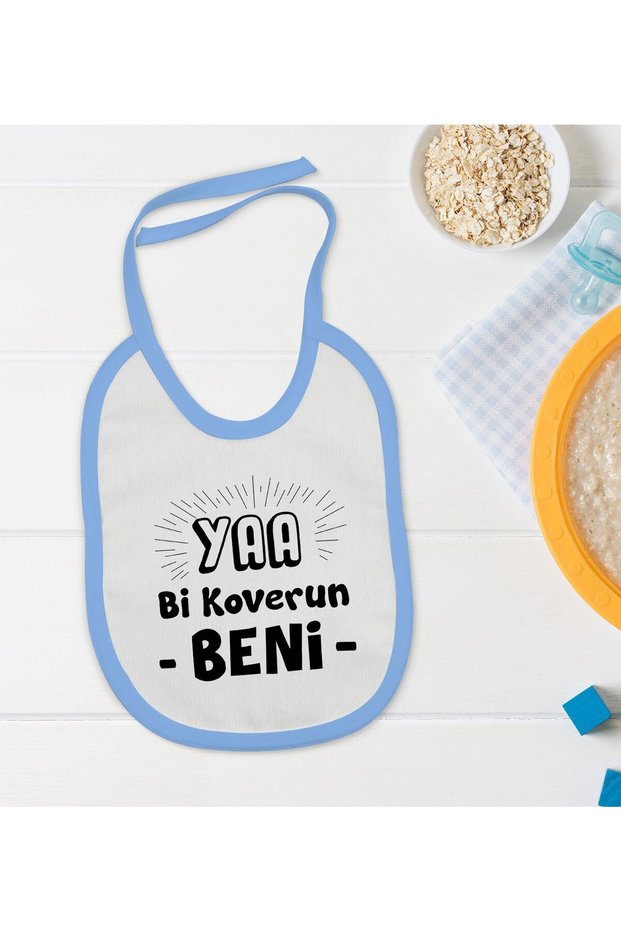 BK Kids "Cover Me" Blue Baby Bib with Design - 1