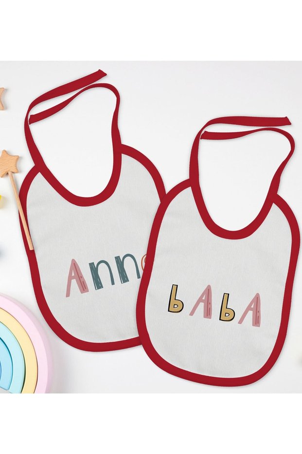 BK Kids Mom and Dad-Designed Red Bib Set of 2 - 1 en126935