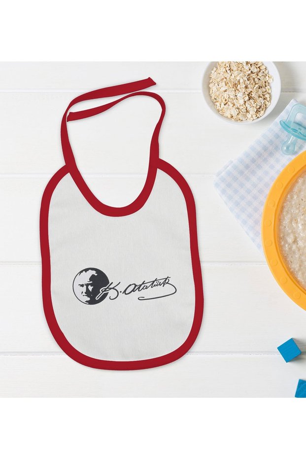 Bk Kids Atatürk-Themed Red Baby Bib - 20