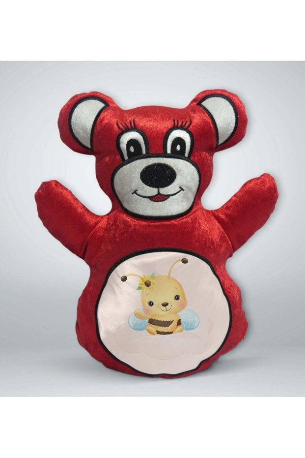 Cute Red Teddy Bear Print Pillow - 2