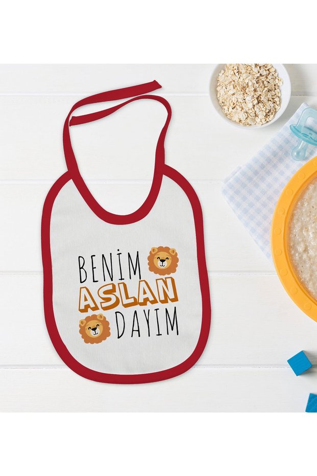 BK Kids "Uncle Lion" Design Red Baby Bib - 1