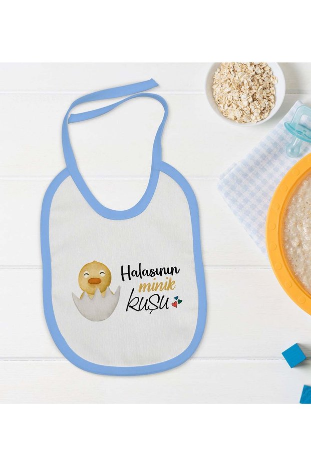 BK Kids Blue Baby Bib with "Auntie's Little Bird" Design en121195