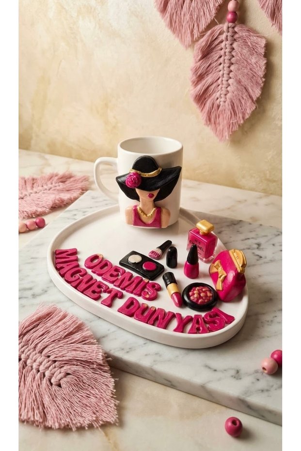 2. Custom-Designed Women’s Figurine Mug Set - Makeup & Cosmetics-Themed Gift Set
