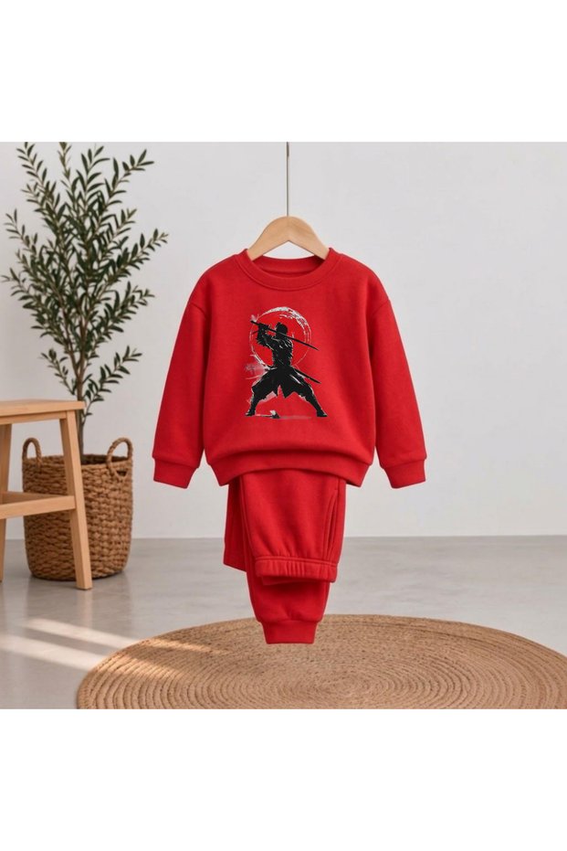 Team Sweatshirt Sword-Moon - Red Print for Girls, Boys, and Kids, crew neck