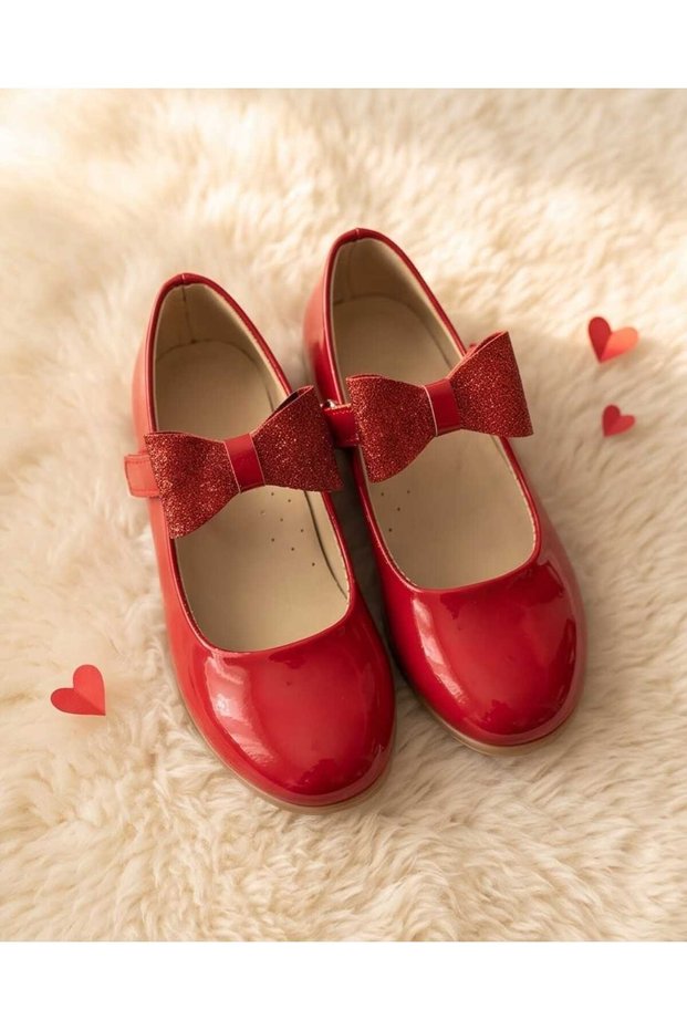 Girls' orthopedic ballet flats with a ribbon bow