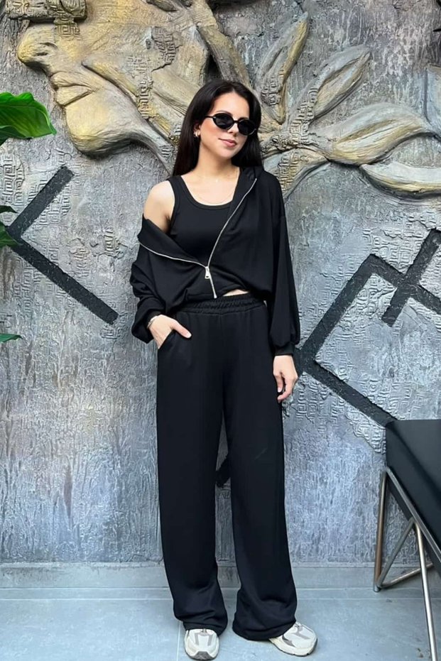 Modal Ruched Sweatshirt and Pants Set SUN620