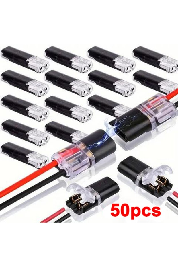 50pcs 50pcs Double-Wire Plug-in Connector with Locking Buckle Pluggable LED Wire Connector 2 Pin 2 W