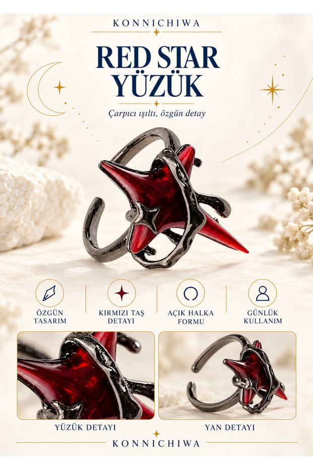 Red Star Gothic Ring with Red Star Design – A POWERFUL SYMBOL, A DISTINCTIVE STYLE!