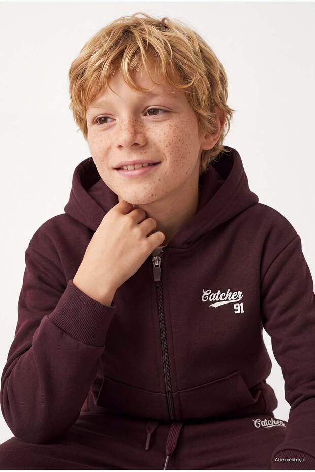 Boys' Full-Length Zipper Hooded Sweatshirt