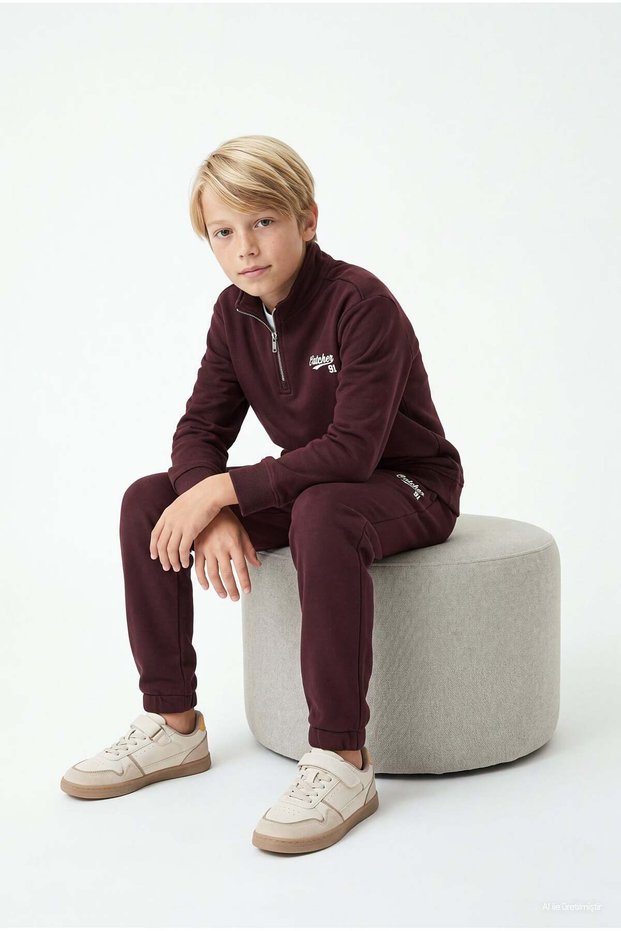 Boy's Half-Zip High-Neck Sweatshirt