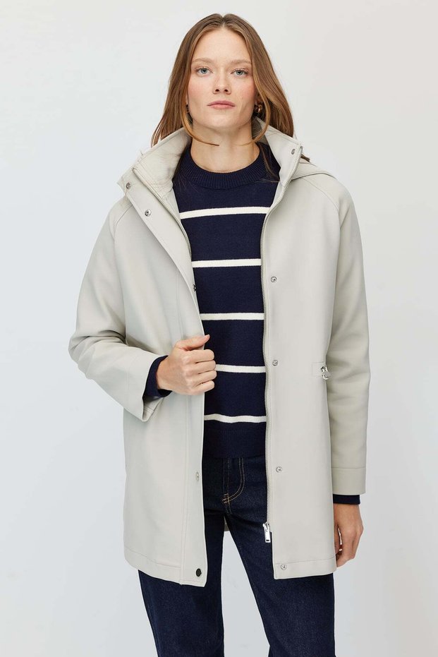 Women's Hooded Mock Neck Trench Coat