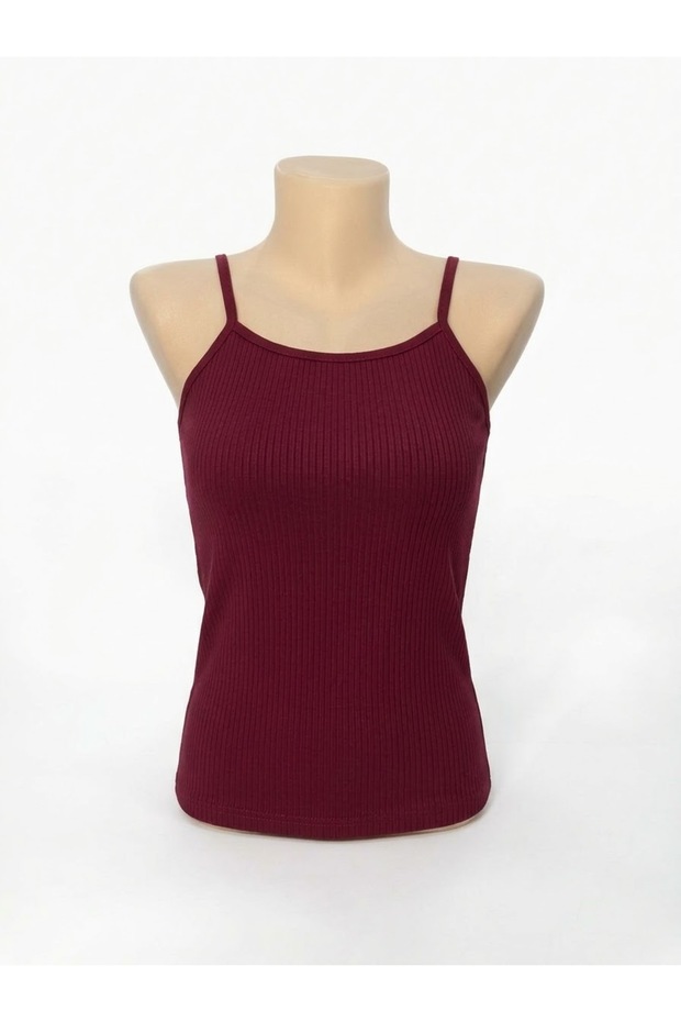 Women's Rib Knit Jersey Corded Fabric Corded Patterned Tank Top
