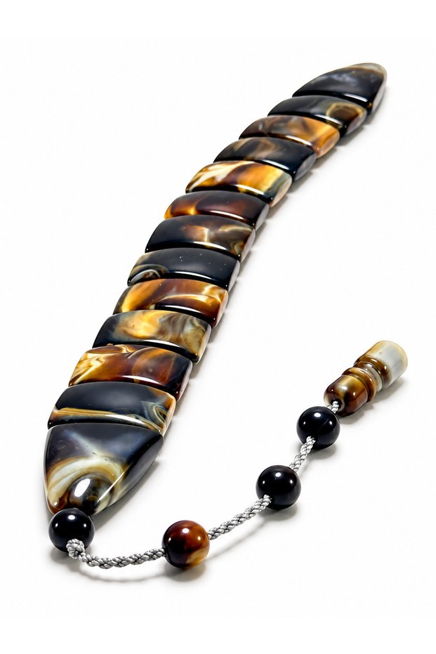 Fish-Shaped Powdered Amber Reversible Zaza Prayer Beads—Large-Beaded, Specially Designed Gift-Quality Prayer Beads