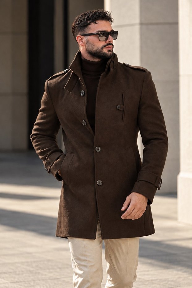 Men's Slim Fit Long Cashmere Coat