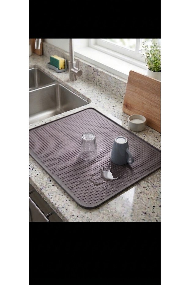 Large Dish Mat, 58 x 38 cm, Silicone Dish-Drying Mat, Dish Rack, Dish Mat