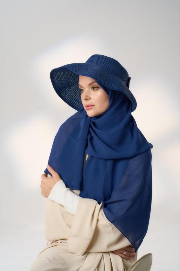 طقم نصف قبعة مع طرحة صيفية-كحلي