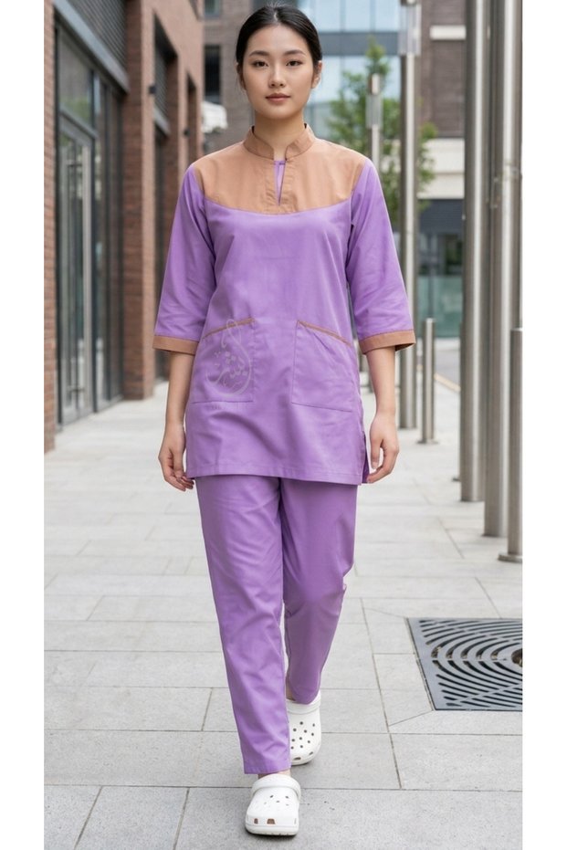 Housemaid Uniform Set/Khadama/Maid Uniform/Baby sitter/3/4 Sleeve Top and Full-Length Trousers COTTON