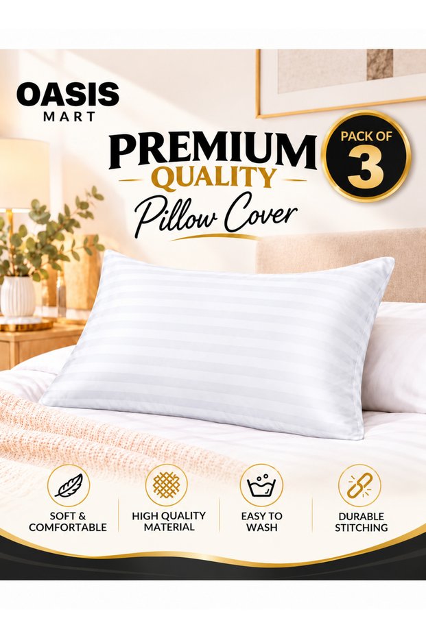 Premium Microfiber Pillowcase, Pack of 1, Soft Breathable Wrinkle-Resistant Pillow Cover with Envelope Closure, Easy-Care Bedding for Home & Hotel.