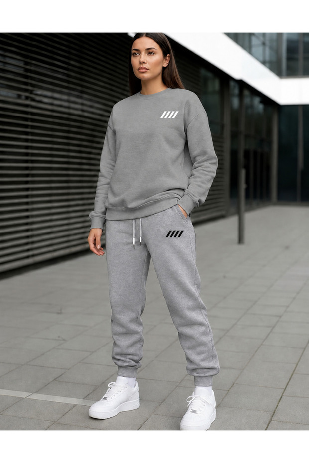 ZERO-NECK BRUSHED INSIDE CHARDON TRACKSUIT, SEASONAL, 4-STRIPE PRINT, WOMEN'S/MEN'S UNISEX STYLE