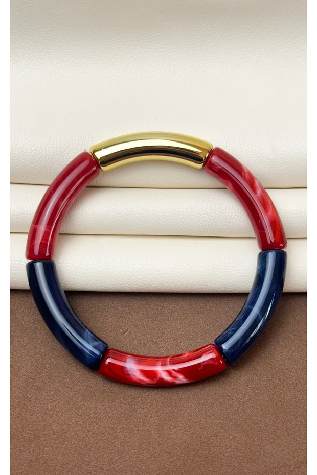 Acrylic Bamboo Boho-Chic Elasticated Colorful Bone Bracelet