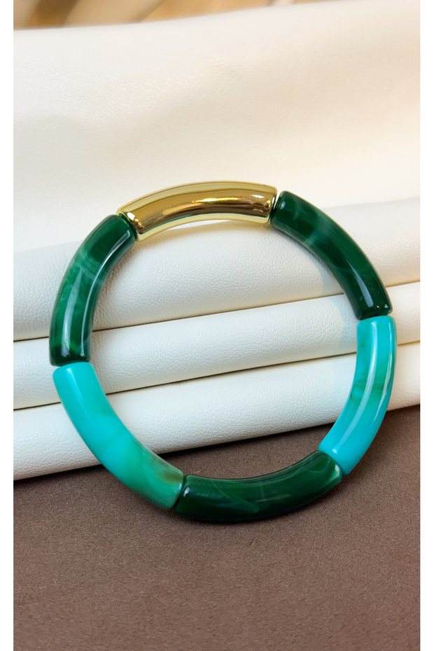 Acrylic Bamboo Boho-Chic Elasticated Colorful Bone Bracelet