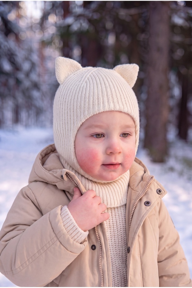 Baby Kids Ear Knitwear Balaklava Soft Winter Beanie Balaclava Mask