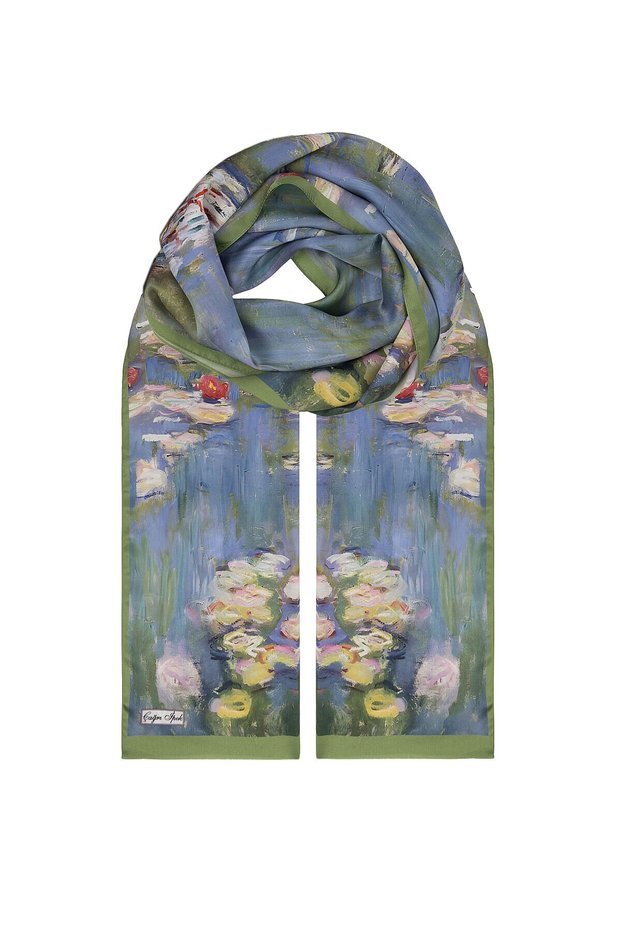 Water Lilies Pattern Silk Scarf DG21538-1
