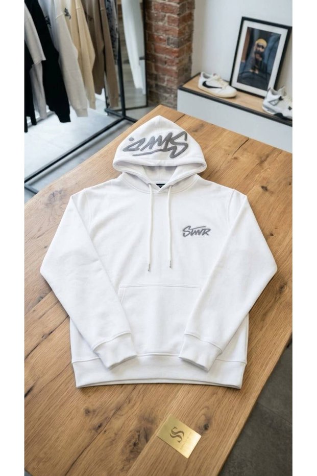Unisex Oversized Hooded Printed Three-Ply Sweatshirt - Street Style