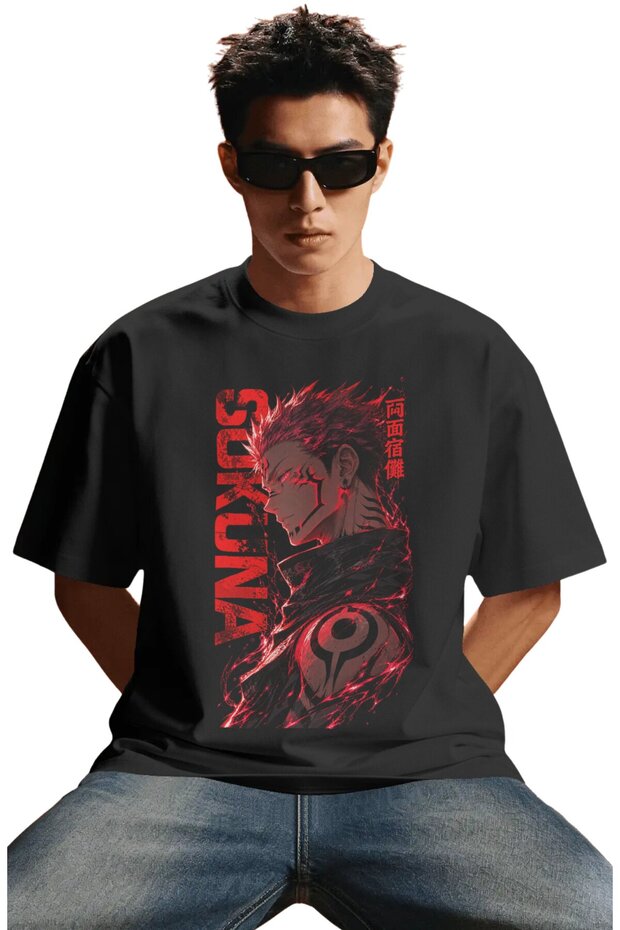 Unisex Oversized Ryomen Sukuna Jujutsu Kaisen Anime Character Pre-Printed Premium T-Shirt
