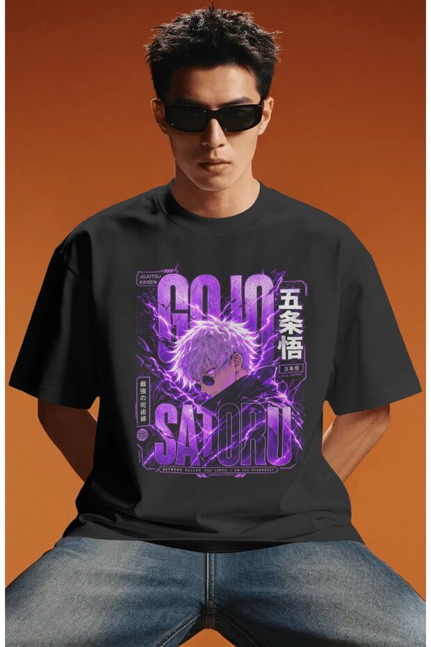 Unisex Oversized Gojo Satoru Jujutsu Kaisen Anime Character Pre-Printed Premium T-Shirt