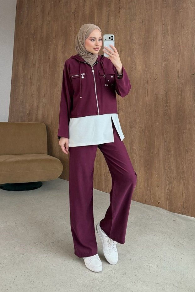 Bird's-Eye 3-Piece Set, Burgundy