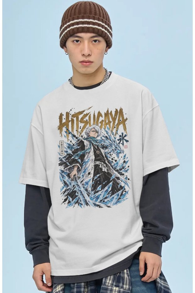 Unisex Oversized Tōshirō Hitsugaya "Bleach" Anime Character Pre-Printed Premium T-Shirt
