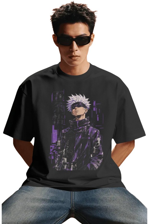 Unisex Oversized Satoru Gojo Jujutsu Kaisen Anime Character Pre-Printed Premium T-Shirt
