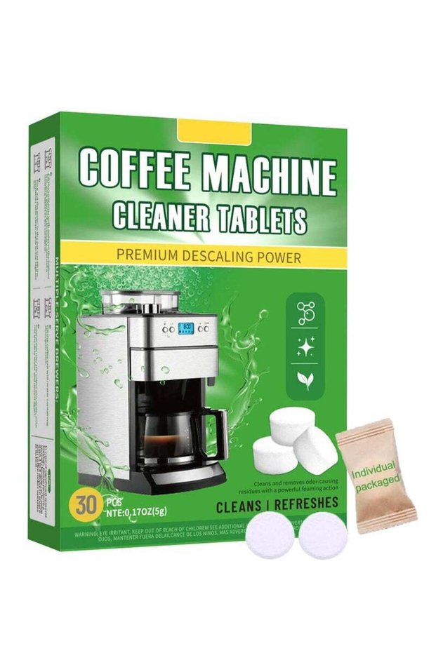 30-Count Coffee Machine Cleaner Tablets, Descaling & Deodorizing for All Coffee Makers, Espresso Mac