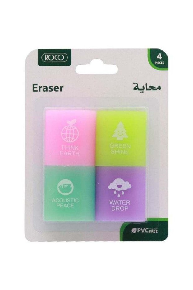 Pack of 4 Rubber Eraser (Assorted Colors)