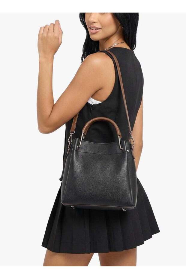 bucket bag with top handle and strap