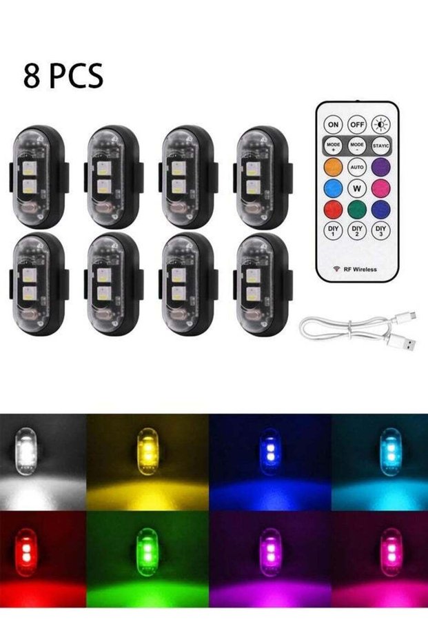 8 قطع من مصابيح LED اللاسلكية المضيئة مع جهاز تحكم عن بعد، 8 ألوان، شحن عبر USB، مقاومة للماء ومضادة للصدمات.