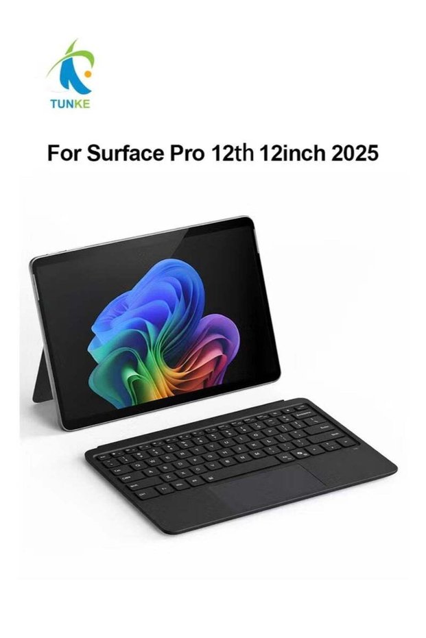 غطاء لوحة مفاتيح لجهاز Surface Pro 12، لوحة مفاتيح بلوتوث بإضاءة خلفية بسبعة ألوان، تدعم اللغتين العربية والإنجليزية، متوافقة مع أجهزة مايكروسوفت.