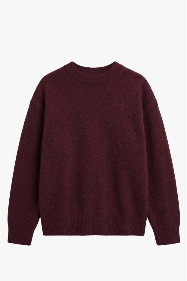 Burgundy Nara Crew Neck Soft Sweater