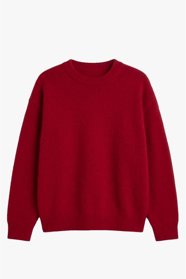 Red Nara Crew Neck Yumoş Sweater