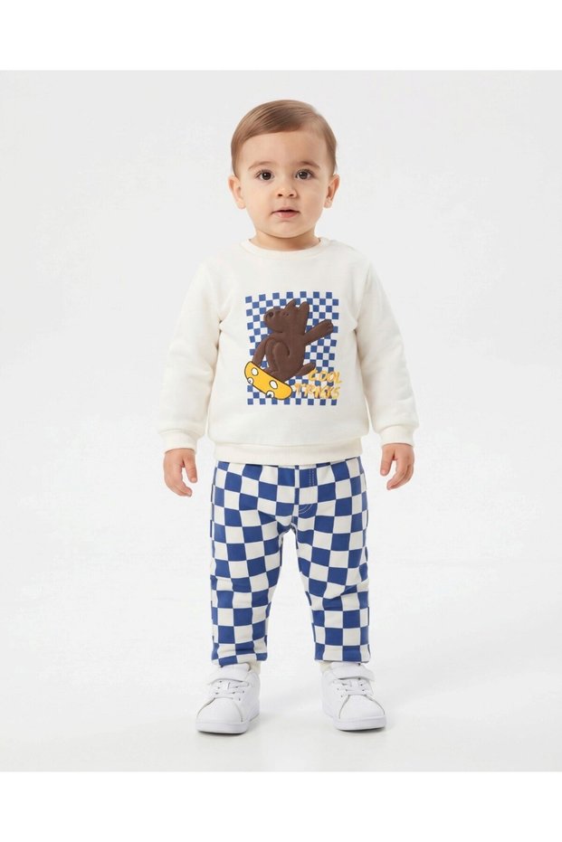 Boys' Checkered Pants, Ages 1-2-3-4, Winter, 3-Ply, Brushed Inside, 2-Piece Top and Bottom Set
