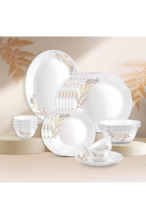 by Milton Opalware Aurelia Silvia Dinner Set of 21 | Serving for 6