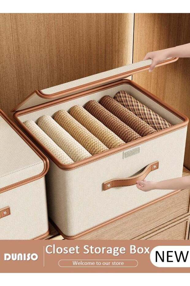 DUNISO Foldable Closet Storage Organizer,Wardrobe Clothes Organizer with Steel Ring Support