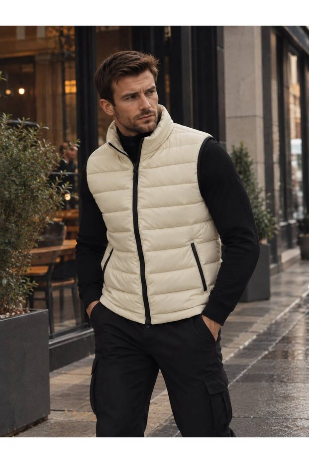 Men's Puffer Vest: New Season, Mock Neck, Quilted, Zippered Pocket, True to Size Fit, Casual, Sporty, Winter Vest