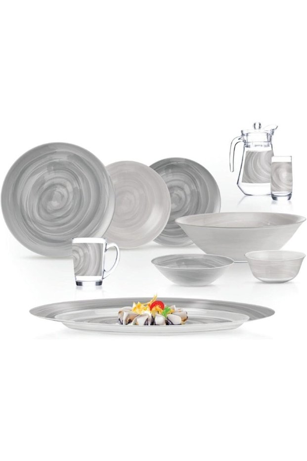 SIMPLY SANDRINE GREY&WH 46P DINNER ST