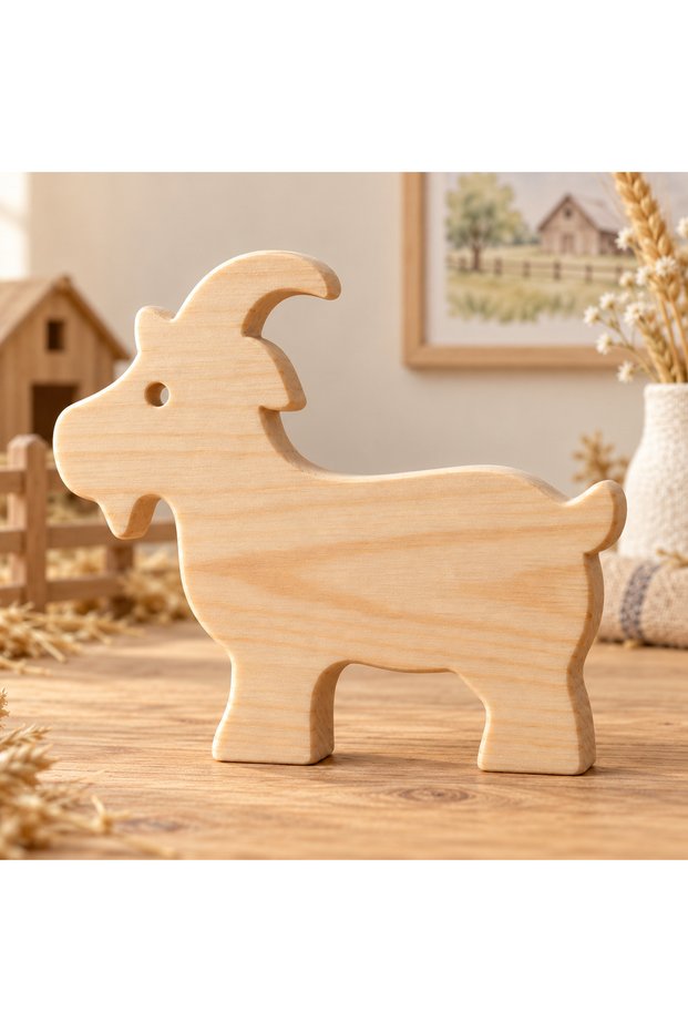 Wooden Paintable Toys, Farm Animals, Handmade Natural, Gift Toys