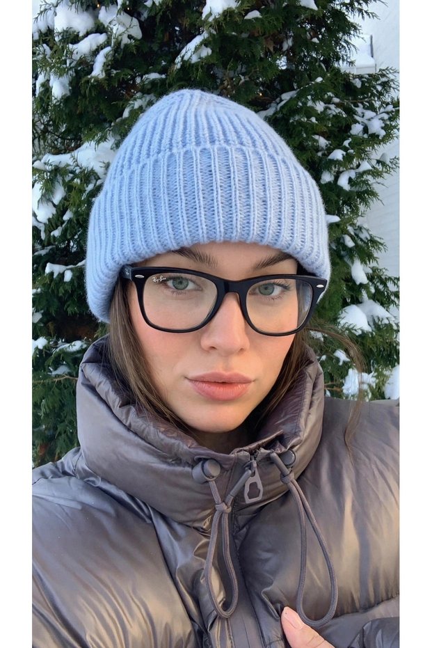 Baby Blue Unisex Fold-Over Knit Beanie